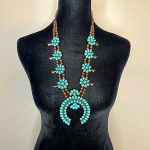 NEVER WORN Beautiful Turquoise (faux) Colored Squash Necklace